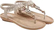 Boho Sandals for Women | T-Strap Thong Sandals | T-Strap Thong Sandals for Beach Oceanside Outdoor Shoe Seta-au