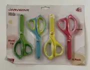 Jarvistar, Kids Blunt Tip Scissors, 4 Pack, With Cover, 5"
