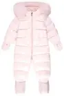 NEW MONCLER PINK QUILTED GOOSE DOWN HOODED FUR SNOWSUIT JACKET GIRL 9/12 MONTH