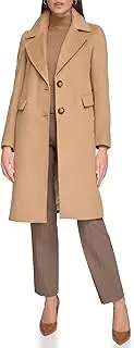 [Calvin Klein] Women's Full-Length Buttoned Wool Coat (Petite, Standard, Plus)