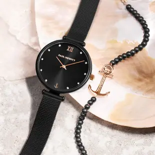 【PAUL HEWITT】PH003059SET 德國工藝 米蘭錶帶女錶 黑 36mm 手環套組 船錨珠鍊 台南 時代