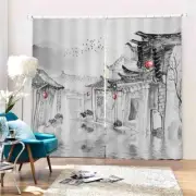 A Festive Lantern House 3D Curtain Blockout Photo Printing Curtains Drape Fabric