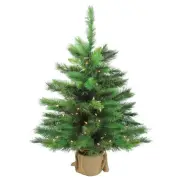 Northlight 36" Carolina Spruce Artificial Christmas Tree Burlap Base Clear Lit