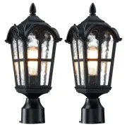 YSN 16.5" Outdoor Post Lights 2 Pack, Black Lamp Post Light Fixture, Pillar L...