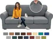 XINEAGE 2024 Newest 4 Pieces Couch Covers for 3 Cushion Couch Super Stretch Thick Soft Sofa Cover Anti Slip Sofa Slipcover Dogs Cats Furniture Protector (Light Gray, 71"-91")