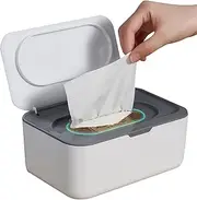 Wipes Dispenser,Refillable Wipe Container,Keeps WIP-ES Fresh,One-Handed Operation. Non-Slip, Easy Open/Close Wipes Pouch Case(Grey)