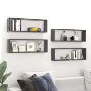 NNEVL Wall Cube Shelves 4 pcs Grey 80x15x26.5 cm Chipboard