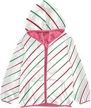 [GuoChe] Sherpa Fleece Girls Merry Christmas Holiday Red Green Lines Toddler Boy Outerwear Peach Warm Baby Boy Clothes 3-10T