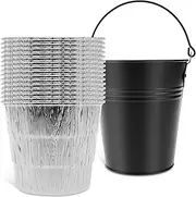 Grease Bucket Set with 15 Tin Liners Rust-Proof Iron Alloy Drip Grease Can Tin Liners Replacement Disposable Drip Bucket Liners Drip Grease Bucket Liners Compatible with Traeger 20/22/34 Series