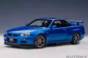 AutoArt 77408 Nissan SKYLINE GT-R (R34) V-SPEC II 1:18 NEW Bayside BLUE GTR