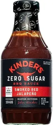 Kinder's Zero Sugar Smoked Red Jalapeno BBQ Sauce - 17.5 oz (Pack of 3)