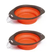 2x M-Pets 740ml On The Road Foldable Portable Bowl Travel Feeding Container ORNG