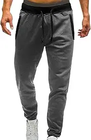 [Ctreela] Men's Fashion Jogger Sweatpants Comfortable Drawstring Gym Workout Running Pants Casual Track Pants with Zip Pockets