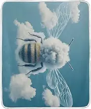 WOIWB Throw Blanket-Funny Animal Clouds, Soft Comfort Fuzzy Blanket Single-Side Blanket for Bed Couch Sofa 80x60 in