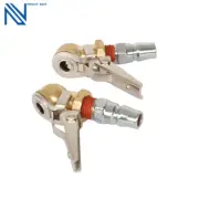 Air Tyre Chuck 2pc Ball Tire with Valve Stem Lock On Clip Inflator Steel Fitting