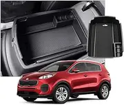 CDEFG Center Console Organizer Tray for 2017-2021 2022 K*ia Sportage Accessories Armrest Storage Box Secondary Insert Tray Coin Container Black ABS Material with 1 Colored Mats