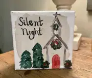 Hand-painted Church on 4x4 Deco Canvas, Great Gift for Teacher, Friend, Party!