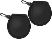 NULYLU 2pcs Golf Cleaning Pouch with Soft Lining Durable Ball Protector for Men Stylish Accessories for Course Use Compact Design for Easy Retrieval Black Color