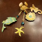Lunch At The Ritz Beachy Whimsical Starfish Seahorse Koi Mermaid Earrings MINT