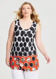 [TS] Taking Shape Spot Foil Luna Tank Size 12 in Print - Plus Size Women's Clothing Print