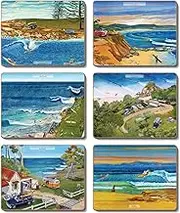 Cinnamon Surf Safari Placemats 6-Pieces Set, 34 x 26.5 cm Multicolor