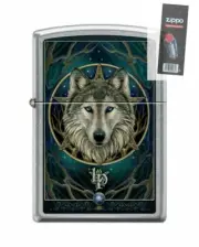 Zippo 209296 Lisa Parker Wolf Street Chrome Lighter + FLINT PACK