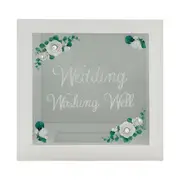 Square White Wood Floral Design Wedding Wishing Well Box