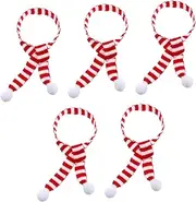 Generic 5pcs Christmas Scarf Mini Snowman Scarf Winter Scarf Christmas Wine Bottle Scarf DIY Doll Clothes Scarf Snowman Mini Scarf Dog Christmas Cloth Scarf Charm Puppy Scarf Pet Scarf Red