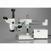 AmScope 2X-45X Trinocular Stereo Boom Microscope +Fiber Light+3MP Camera USB 3.0
