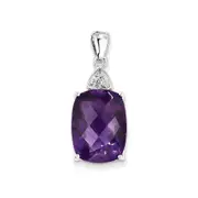 Sterling Silver Amethyst and Diamond Pendant
