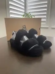 Women's Shoes UGG OH YEAH SLIDE Sheepskin Slipper Sandals 1107953 BLACK Size 9