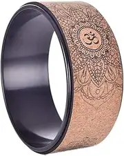 Yoga Wheel Wood for Stretching, Natural Cork Fitness Wheel for Improving Back Bending. Stretch Pilates Circle.