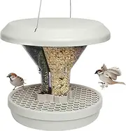SWISSINNO Bird Feeder Davos Smart Birds | No Mess No Spill Bird Feeder for Outdoor | Mice & Rat Proof | Robust & Reliable for Hanging | Dual Food Chambers | Made in EU | Light Grey