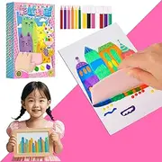 DIY Rainbow Scratch Art Kit - 20 Pieces Painting Set, Squeegee Art Kids Paint, Funny Postcards, Toddler Party Activities, Novelty Gifts