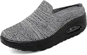 [NourIron] NEKGNL Womens Closed Toe Knit Orthopedic Platform Mules Comfortable Round Toe Mesh Breathable with Arch-Support Slipper Sandals Summer Slip-On Daily Walking Shoes