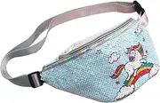 [TOGEVAL] Lightweight Fashion Waist Pack Casual Chest Bag Unicorn Sequin Pouch Belt Pouch Waist Bag Large Capacity