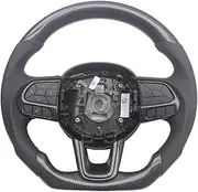 Replacement Real Carbon Fiber Steering Wheel With Leather，Compatible With Jeep Compass Renegade 2017-2022