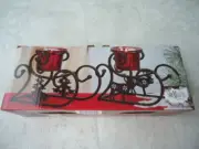 San Miguel Holiday Set of 2 Metal Sleigh Votive Candle Holders 4 ½” X 5 ½” X 3”