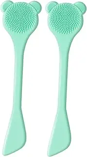 PLAFOPE 2pcs Silicone Skin Cleaning Brush Long Handle Face Cleansing Tool for Women Gentle and Durable Facial Cleaning Brush Green for Pore and Oil Removal