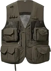 [Bassdash] Men's Women's Utility Fishing Cargo Vest Outdoor Safari Photography Work Vest with Multi Pockets Mesh Back FV14