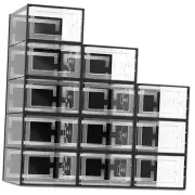 12 Pack Shoe Storage Box, Clear Plastic Stackable Shoe Organizer for Closet,
