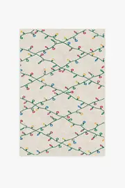 120' x 185' | Machine Washable Runner Rug | Kid & Pet Friendly | Indoor Rug | Holiday Lights Creme Rug | Ruggable