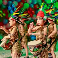 在飛比找蝦皮購物優惠-兒童野人表演服禿人印第安人表演服原始非洲鼓豹紋舞服兒童野人表