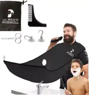 Beard Bib Catcher Apron Cape Mustache Shaving Cloth Set for Men Comb Scissor Bag