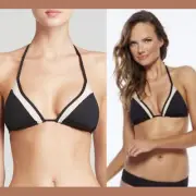 NWT L Space Magic Sophie Mesh Triangle Halter Bikini Top Black [ SZ XS ] #1068