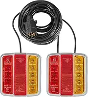 Magnetic trailer lights led, 12V LED tail lights with magnets, trailer rear lights pre wired 2.5M/7.5M cable with 7pin trailer plug, IP67 waterproof, ECE approval