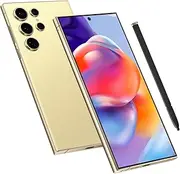 C24 Ultra Smartphone, 6+256GB Unlocked Cell Phone, Android 13.0, 48+108MP Zoom Camera, Build-in Pen,Long Battery Life 6800mAh, Dual SIM, 6.8“ HD Screen,Face ID/Fingerprint Lock/GPS (Yellow)