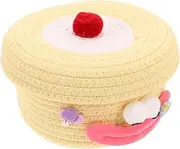 BESPORTBLE Woven Storage Bin with Lid Multi Functional Cotton Rope Basket for Dog Food Treats Stylish Organizer for Kitchen Countertop Desktop Capacity Design