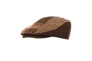 Mens Patchwork Winter Flat Cap With Wool (Brown) (58cm)