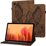 [YJZSKRXFAK] Butterfly Pattern Business Casual Leather Cover with 4 Credit Card Holders, Elastic Band and Pencil Holder Case for Samsung Galaxy Tab S2 9.7 T810/T815-Brown